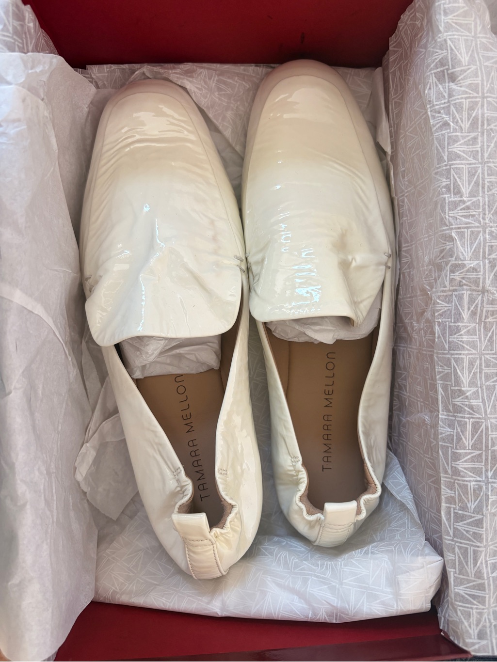 Tamara Mellon Ivory Patent Leather Square-Toe Ballet Flats - Nib - Size 39 — image 2 of 8